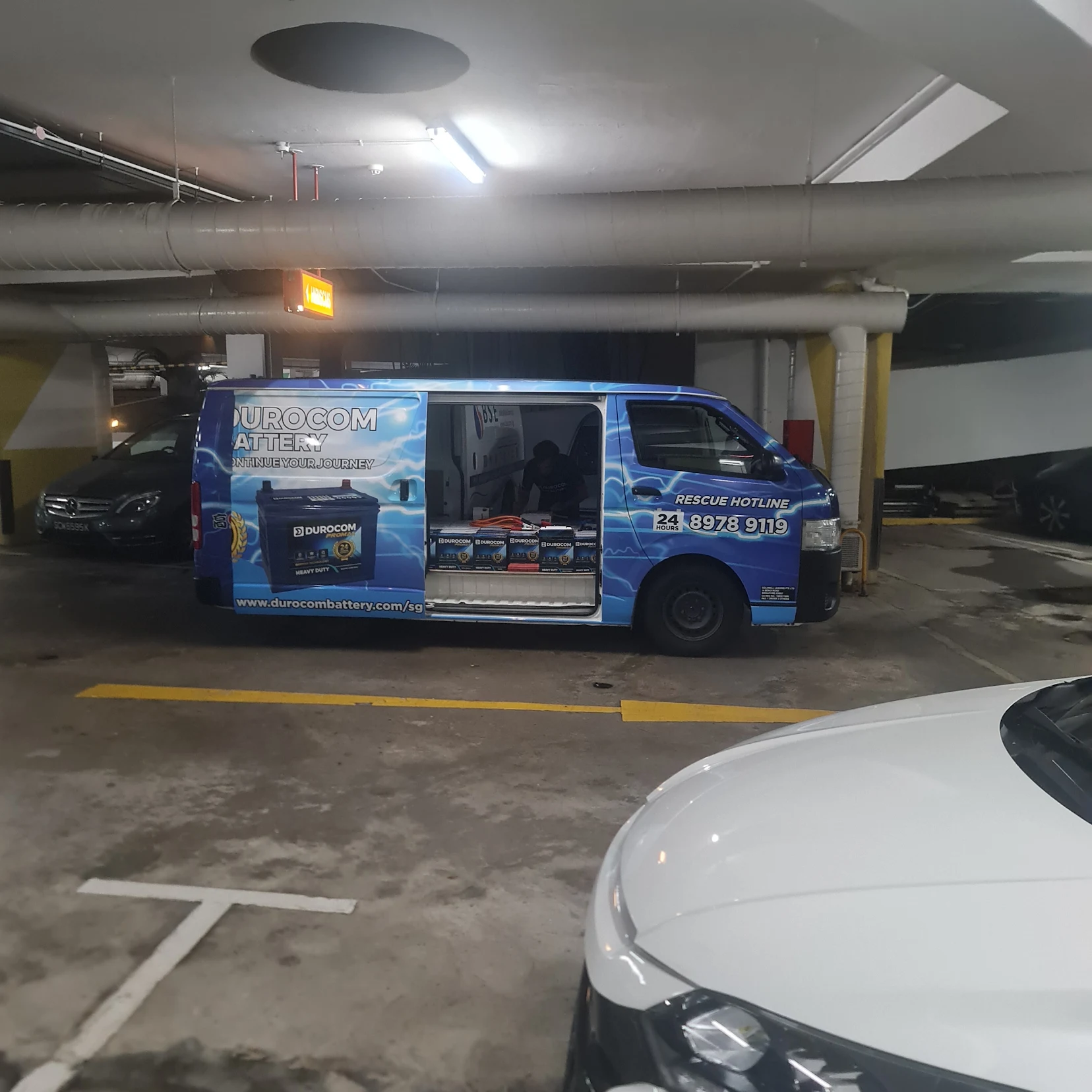 On-site battery installation at a carpark